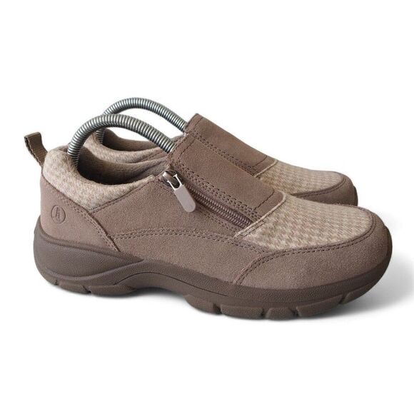 Lands' End All Weather Insulated Suede Moc Shoes Taupe Suede Women's 8B - Picture 4 of 11